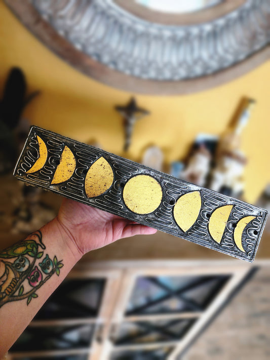 Wood Incense Storage Box - Moon Phases