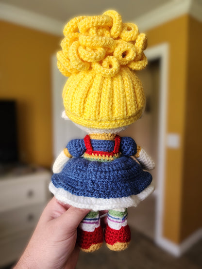 Rainbow Brite inspired crochet doll