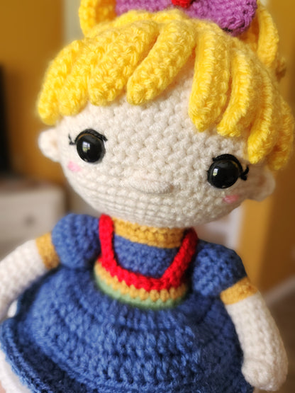 Rainbow Brite inspired crochet doll