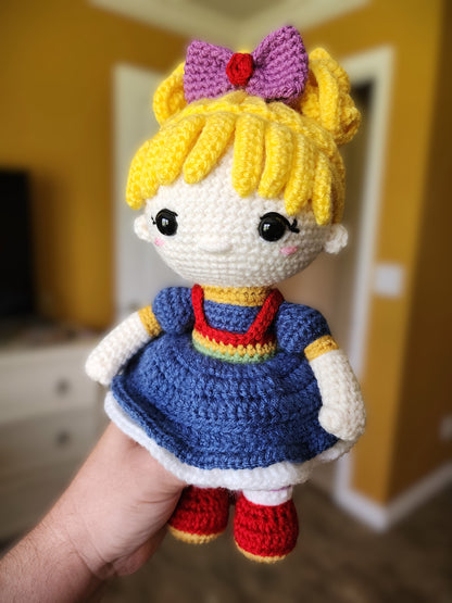 Rainbow Brite inspired crochet doll