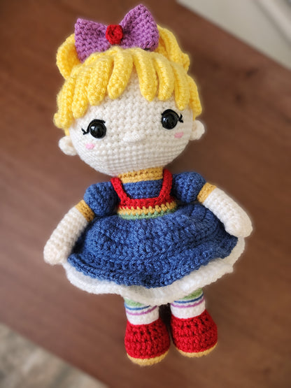 Rainbow Brite inspired crochet doll