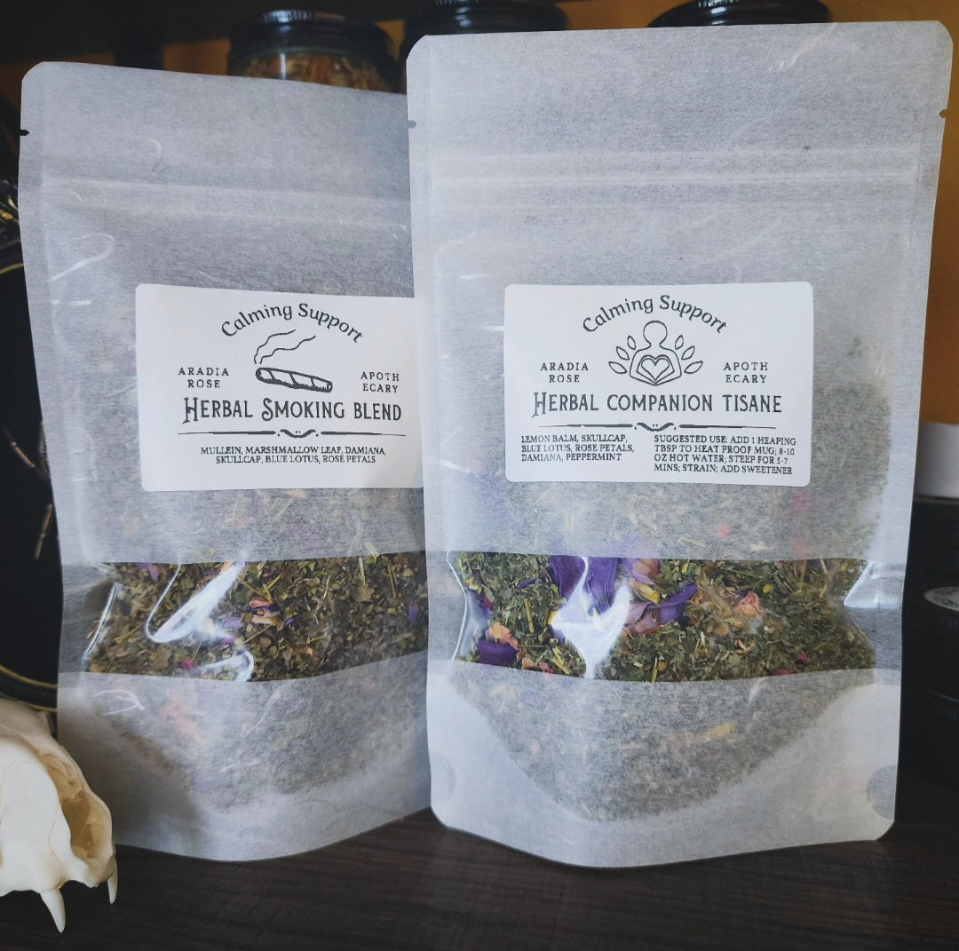 Calming Support Herbal Smoking Blend & Companion Tisane Bundle