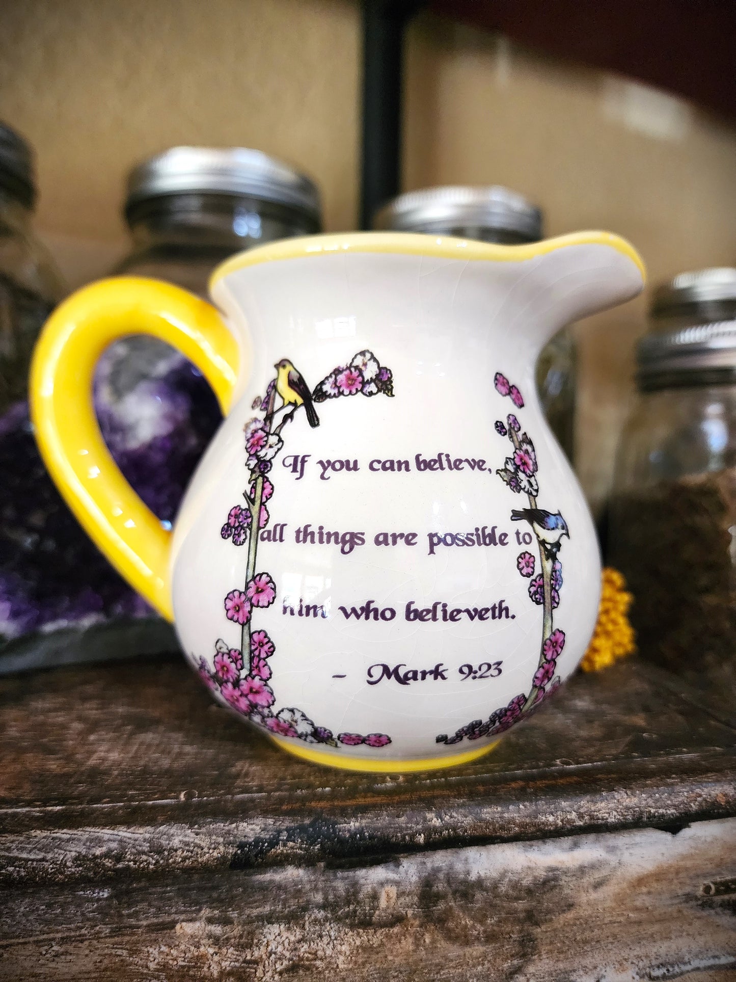 Ceramic Pitcher with Bible Verse