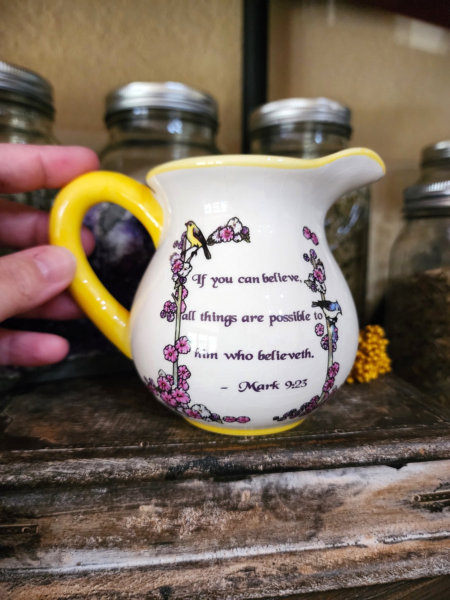 Ceramic Pitcher with Bible Verse